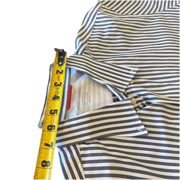 Banana Republic Mens Long Sleeve Button Up Shirt XL White Grey Striped Cotton - Picture 5 of 11